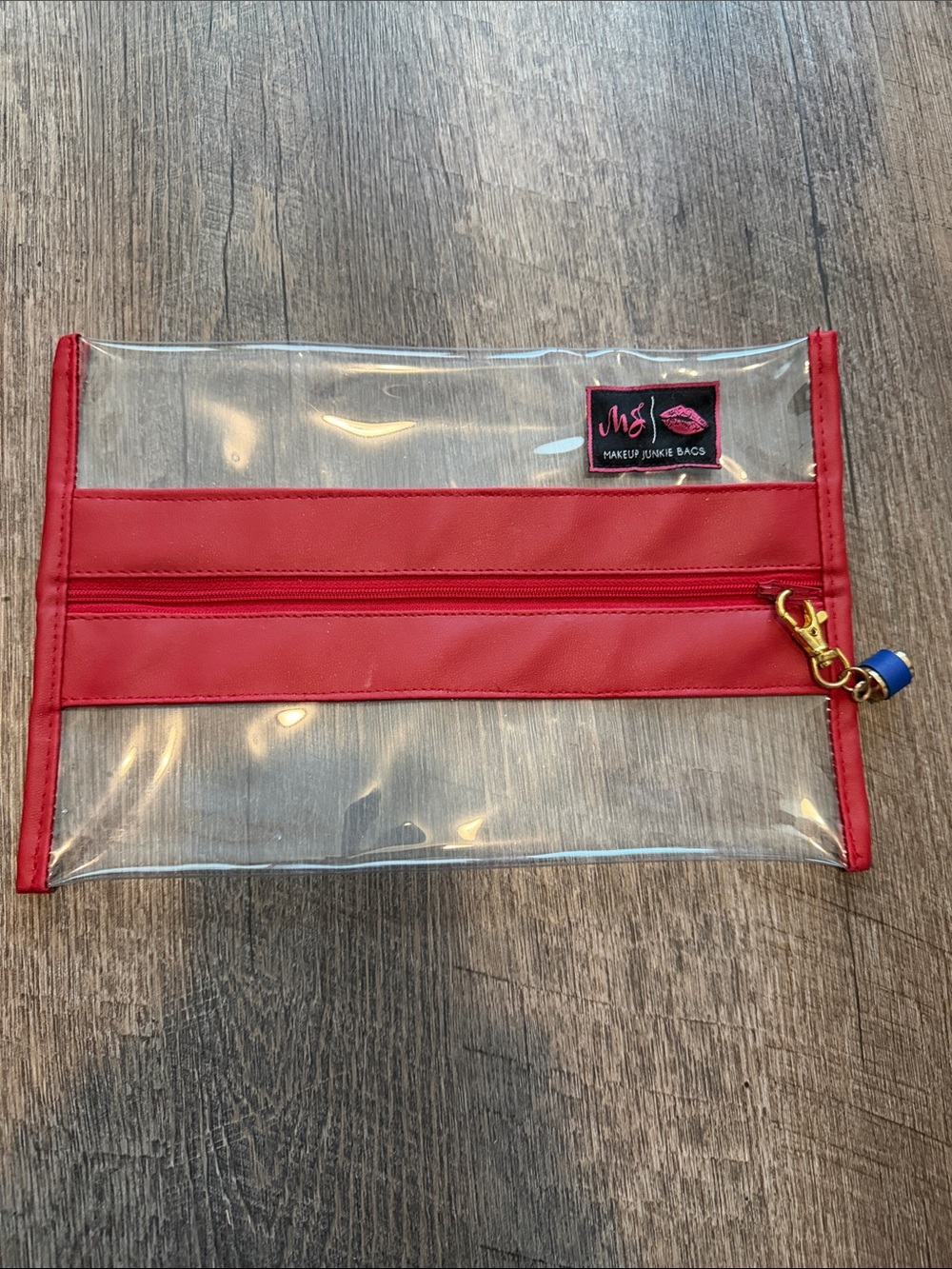 Makeup Junkie Bags Clear Red Travel Cosmetic Pouch